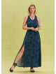 Indigo Bohemian Dress with Slit Neck 4646